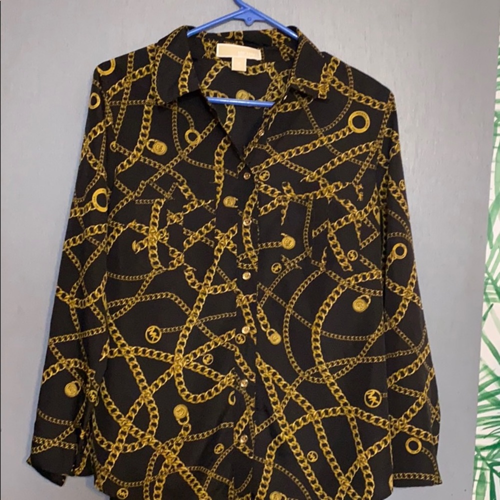 Bottom up long sleeve silk MK blouse